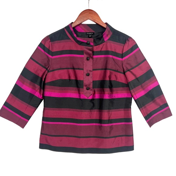 Talbots Tops - Talbots Womens 100% Silk Size 2 Red Formal Blouse Shirt Top Elegant Artsy Casual